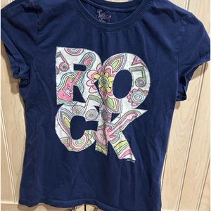 3/$15 Justice girls navy “ROCK” tee